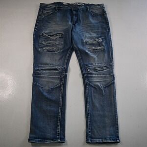 Slim Straight Distressed Men’s Jeans - Blue